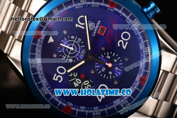 Tag Heuer Carrera Calibre 1887 50th Anniversary Limited Edition Miyota OS20 Quartz Full Steel with Blue Dial and Arabic Numeral Markers - Click Image to Close